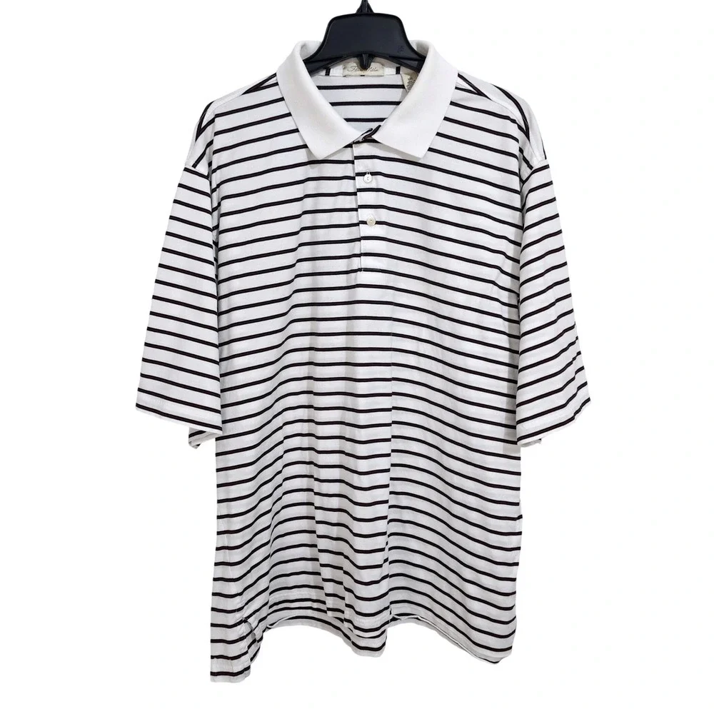 Peter Millar Double Mercerized Cotton Knit Striped Polo Shirt XXL Preppy Golf